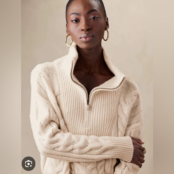 NWT Banana Republic Cavo Half Zip Wool Sweater - Picture 7 of 9